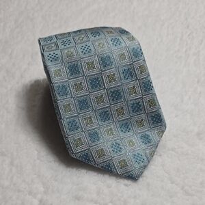 Nicole Miller Blue and Gold Geometric Tie
